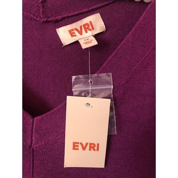 NWT EVRI Womens Plus Size 1X V-Neck Sweater Dewberry Jam - Picture 4 of 5